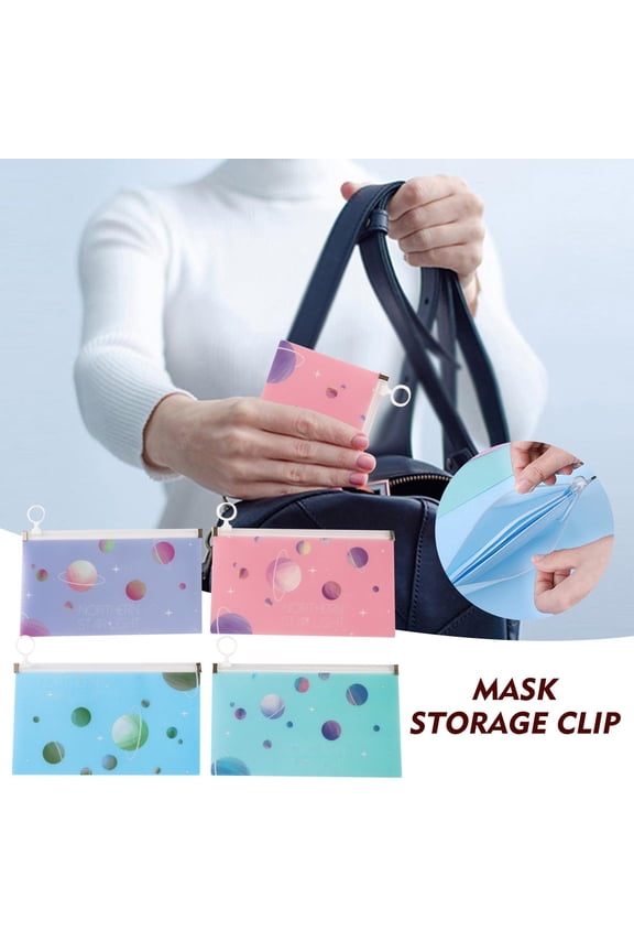 under $5 1Pcs Mask Storage Bag, Reusable Plastic Mask Storage Bag,4PCS Colorful Organizer Pouch,Portable Face Cover Case,22x15cm Slider Zipper,Protection Against Pollution