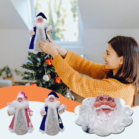 Cagogo under $5 2Pcs Christmas Tree Topper, Christmas Tree Topper Star,Santa Claus Tree Top Ornament,Christmas Tree Hat Decor,Festive Tree Topper decoration,Christmas Tree Crown Ornament