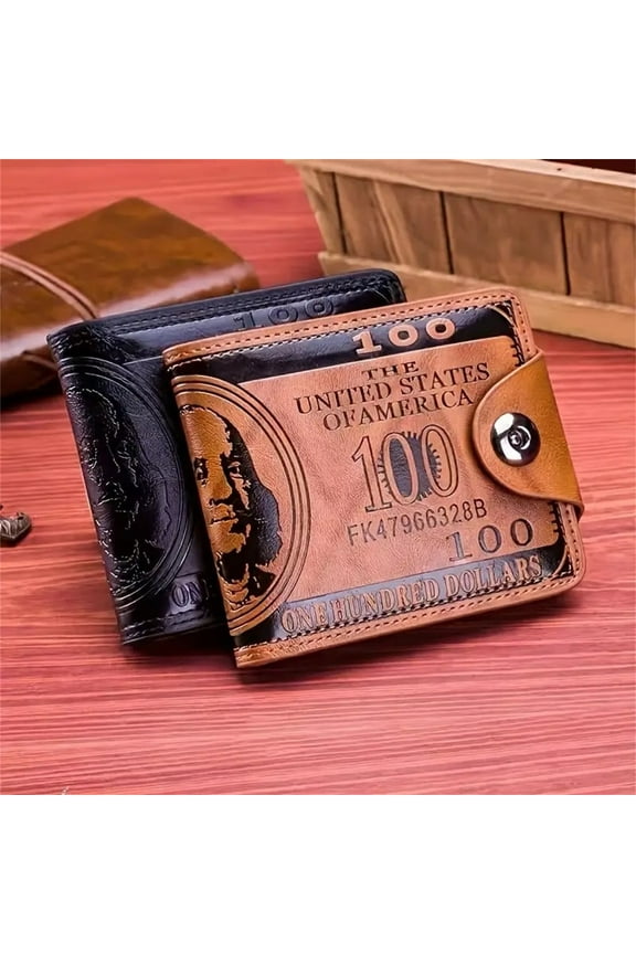 under $5 2Pcs Men's Wallet, Men's Wallet with Money Clip, US Dollar Print Bifold Wallet, Magnetic Closure Card Holder, RFID Blocking Wallet, Fashionable Men's Accessories