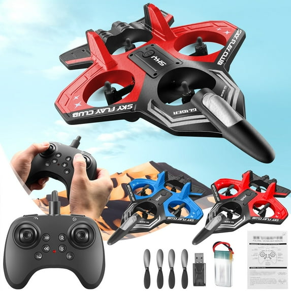 Cagogo under $5 2Pcs RC Airplane Altitude Hold, RC Plane Remote Control Airplane, Foam Aircraft with Headless Mode, Altitude Hold Cool Light Drone, 2.4GHz Remote ControlToy