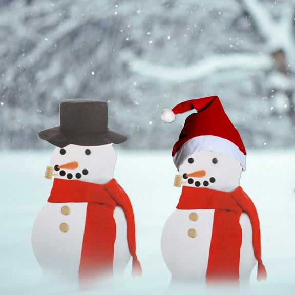 Cagogo under $5 2Pcs Snowman Decoration Kit, Christmas Snowman Dressing Set Combination,Wooden Button Pipe Hat Scarf Kit,Complete Snowman Building Accessories Set,Winter Outdoor Snowman MakingToy
