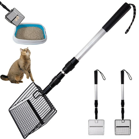 Cagogo under $5 2Pcs Stainless Steel Litter Scoop, Stainless Steel Cat Litter Shovel,Telescopic Poop Scooper,Large Fine Hole Litter Shovel,Cat Waste Scoop,Chicken Manure Picker,Durable Litter Scoop