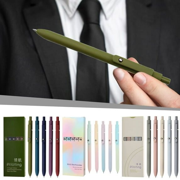 Cagogo under $5 3Pcs Gel Pens, Rollerball Gel Pens 5PCS Set,Gel Pens with Roller Clip,Fidget Gel Pen with Refill,Multicolor Press Type Pens,Drying Carbon Pen Technology