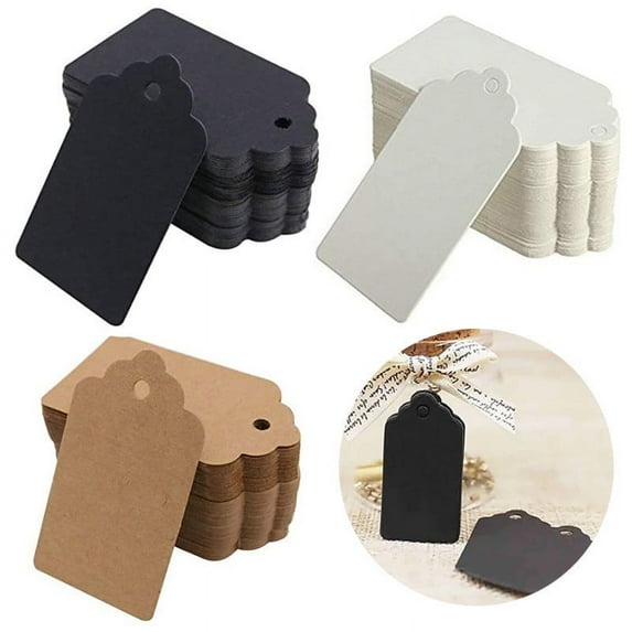 Cagogo under $5 3Pcs Kraft Paper Tags, 100 PCS Kraft Paper Tags Blank Gift Tags, Natural Brown Hang Tags for Gift Bags Price Tags Name Tags, Wedding Holiday Valentine's Day Party Supplies