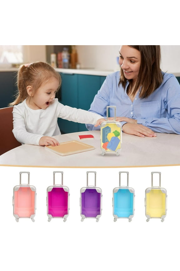 under $5 5Pcs Transparent Suitcase, Small Transparent Suitcase, Simulation Puzzle Storage Mini Travel, Miniature Luggage Organizer,KidsTravelToy, Transparent Storage Case