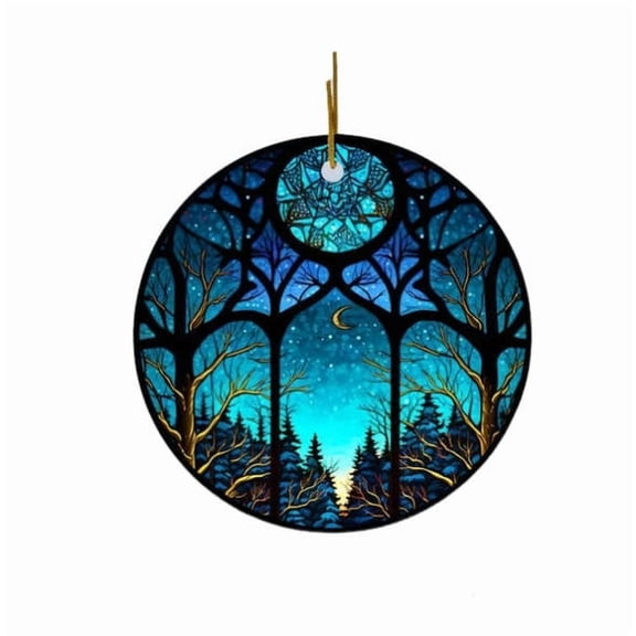 Cagogo under $5 Circular Tree Ornament, Tree Decoration 2D Circular, Hanging Decoration Ornament, Northern Lights Tree Decor, Christmas Tree Hanging Accent, Holiday Circular Ornament