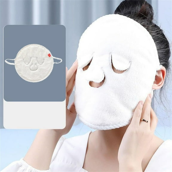 Cagogo under $5 Facial Towel Mask, Reusable Facial Steaming Towel,Coral Fleece Hot Cold Mask,Beauty Spa Skin Care Tool,Moisturizing Face Cover with Earloops,25x25cm Esthetician Towel