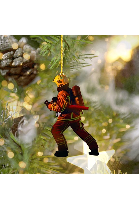 under $5 Firefighter Christmas Ornament, Firefighter Christmas Tree Ornament, Custom Acrylic Fireman Pendant, Personalized Holiday Decor, Christmas Tree Decoration, Fireman Gift Keychain