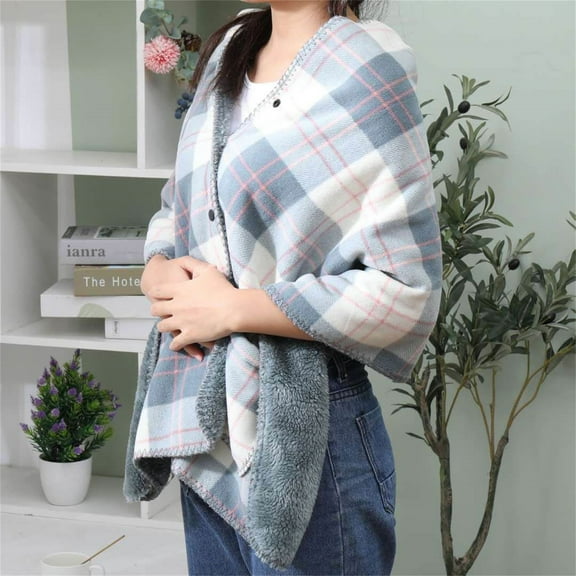 Cagogo under $5 Fleece Blanket Shawl Cape, Pocket Fleece Blanket,Reversible Shawl Cape,Office Home Multifunctional,Soft Flannel Throw,Wearable Blanket with Pockets,Comfortable Lap Robe