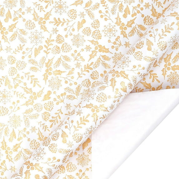 Cagogo under $5 Gold Foil Wrapping Paper, Gold Foil Christmas Wrapping Paper, Luxury Metallic Gift Wrap, Thick 80 GSM Recyclable Paper, Large 118IN Roll, Elegant Holiday Present Wrapping