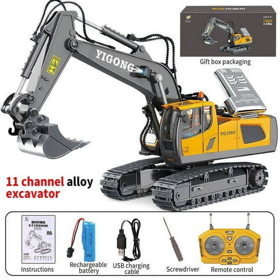 Cagogo under $5 Hydraulic Metal Excavator, 18 Channels Hydraulic Full Metal Excavator,1/14 Scale RTR RC Construction Vehicle,Alloy Crawler Chassis with Oil Cooling System