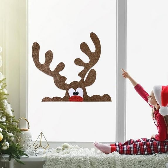 Cagogo under $5 Snowman Wall Sticker, Christmas Wall Stickers,Non-woven Door Decor,Snowman Wall Decals,Festive Home Decor,Window Glass Stickers,Shopping Mall Decorations,Removable Wall Decor