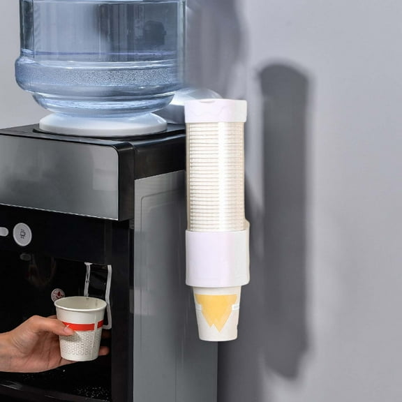 Cagogo under $5 Water Dispenser, Hangable Plastic Water Dispenser with Sticky Mount, Disposable Paper Cup Holder for Office Kitchen, 40-Cup Capacity Organizer, Wall Mount Cup Dispenser