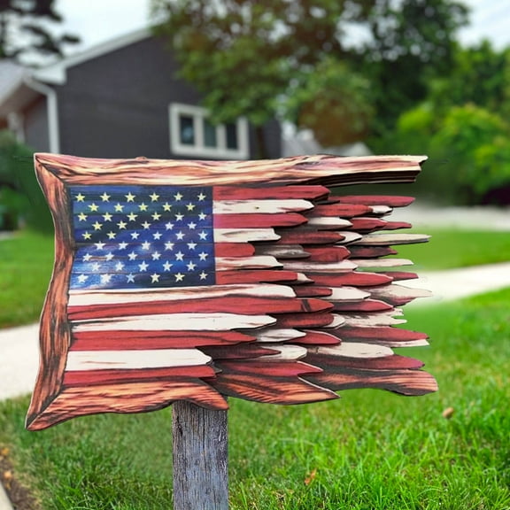 Cagogo American Flag Garden Decoration, Patriotic Yard Ornament For Lawn And Outdoor Decor, Handcrafted Wooden Artisan Craft With Weather-Resistant Finish