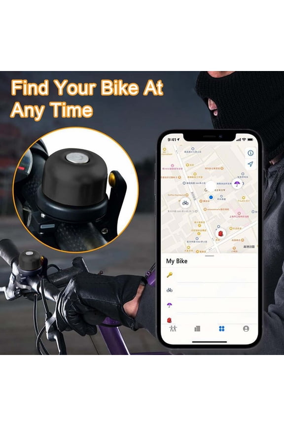 Bicycle Anti-Theft Locator, Bike Bell Holder Anti-Lost Device, Copper Bicycle GPS Tracker Hidden Mount, Cycling Security Alarm for Mountain Road Ebike, Garage Shed Protection
