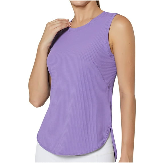 Cagogo Casual Workout Tank Tops for Women Under $5 Sleeveless Lightweight Gym Muscle Crewneck Cami Shirt Summer Running Tshirts Shirts Birthday Gift
