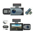 thumbnail image 1 of Cagogo Dash Cam 3 Channel Car Recorder, .97in HD 1080P Front Inside Rear Camera, Night Vision Motion Detection Loop Recording, 130° Wide Angle DVR for Vehicle Security, 1 of 9