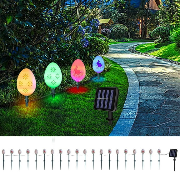 Cagogo Easter Solar Light String, Outdoor Easter Egg Stake Lights For Garden Patio Decor, Solar Powered LED Easter Decorative Lights With Three Lighting Modes