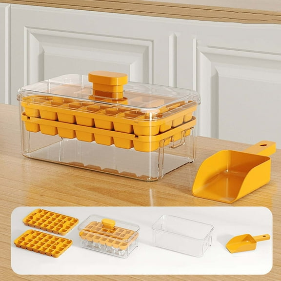 Cagogo Ice Maker Maker, Ice Block 56 Cells, Food Grade Plastic Ice Tray with Ice Scoop, Homemade Ice Cubes for Refrigerator Freezer, Ice Box for Drinks Cocktails Party