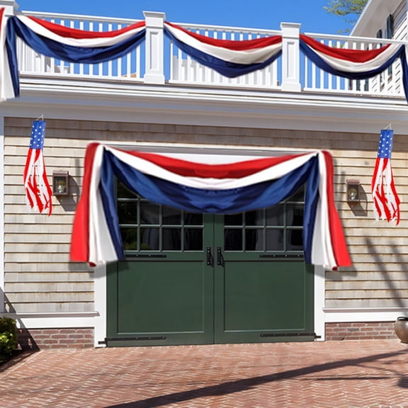 Cagogo Independence Day Decorations, Patriotic Backdrops Streamer Bunting Banner, 600x60cm Large Outdoor Garden Yard Party Atmospheres Decor, USA Flag 4th of July Party Supplies, Red White Blue Nylon