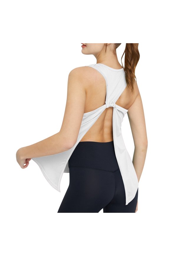 Ladies Open Back Sleeveless Workout Tank Tops Under $5 Running Lightweight Gym Muscle Crewneck Cami Tee Shirts Loose Fit Loose Tees Clothes Mothers Day Gifts