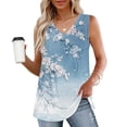 thumbnail image 1 of Cagogo Ladies Pleated Tank Tops Under $10 Sleeveless Flowy Workout Yoga Athletic Camis Tshirts Loose Fitting Floral Printed V Neck Boho Tanks Outfits Gifts for Mom, 1 of 6