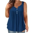 thumbnail image 1 of Cagogo Ladies Plus Size Tank Tops Under $5 Flowy Pleated Going Out Basic Cami Tee Shirts Dressy Casual Button Up V Neck Sleeveless Tee Shirt Grandma Mothers Day Gift, 1 of 5
