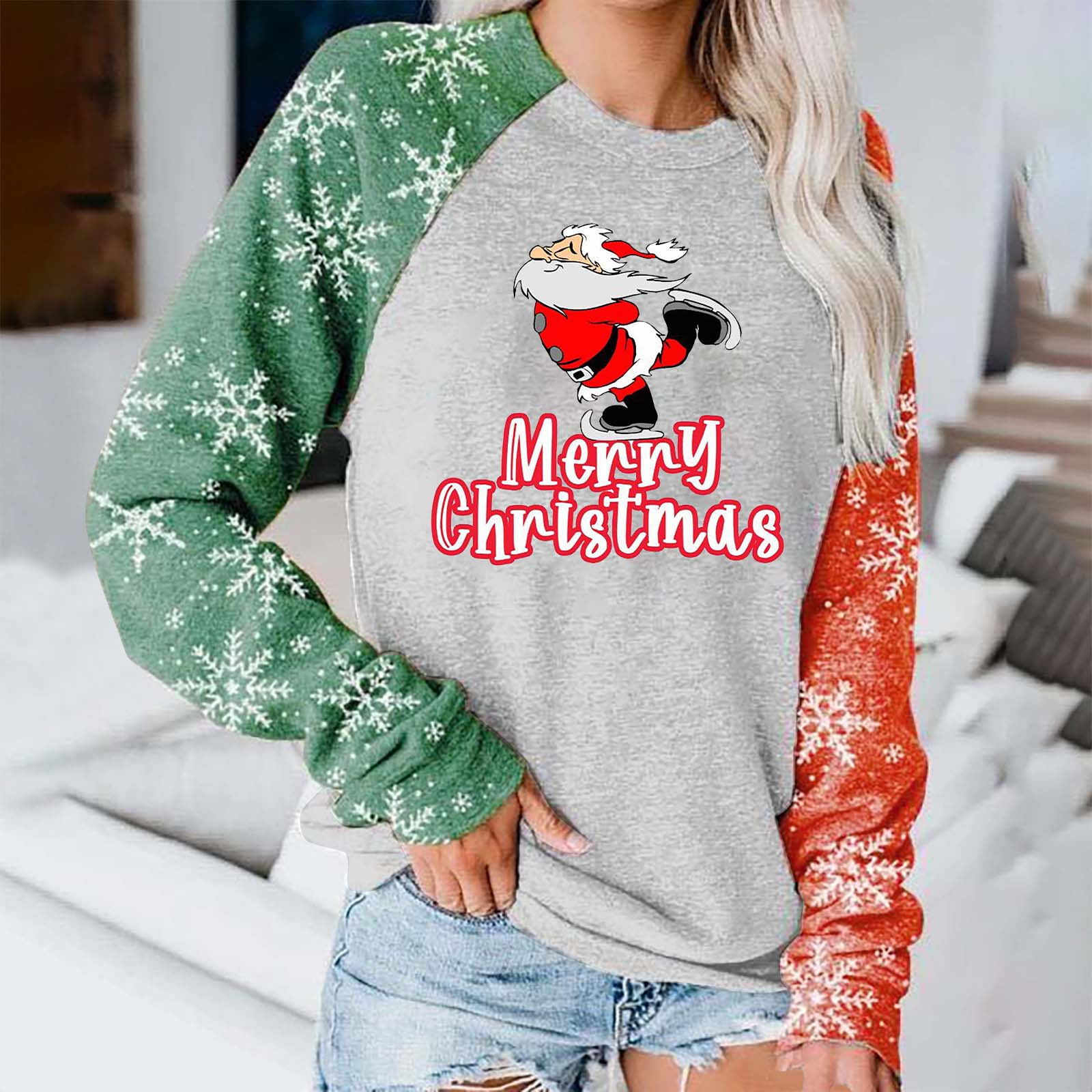 Cagogo Savings On Womens Tops, Round Neck Vintage Prints Long Sleeve