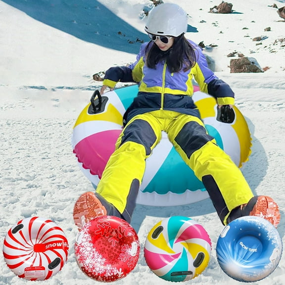 Cagogo Snow Tube, Inflatable Snow Sled, 32 Inch Heavy Duty Winter Sledding Tube forKidsAdults, PVC Snow Saucer for Skiing Snowboarding, Christmas Thanksgiving Holiday Outdoor Activity Gift