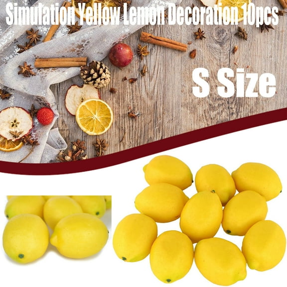 Cagogo St. Patrick's Day Lemon Decorations, Fake Fruit Home Decor Artificial Lifelike Yellow Lemons 10pcs, Spring Kitchen Table Centerpiece, Easter Party Wedding Photo Prop, Realistic Simulation