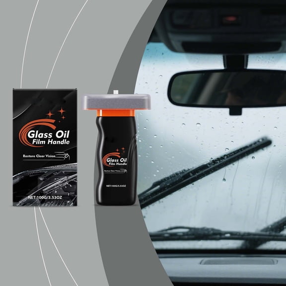 Cagogo Summer Car Glass Cleaner, Windshield Oil-Film Remover With Built-In Brush, Powerful Gel Formula For Streak-Free Vision, Effective On Mirrors And Windows, Long-Lasting Clarity For Daily Driving