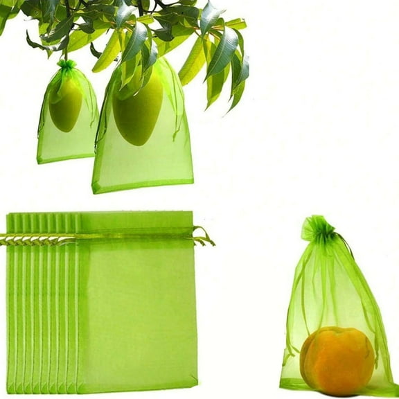 Cagogo Summer Fruit Protection Mesh Bags, Garden Plant Protection For Grapes Strawberries, Reusable Bird Insect Barrier Bags, 40 Pcs Green Mesh Bags For Fruit Trees