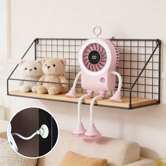 Cagogo USB Rechargeable Fan, Portable Mini Fan Digital Speed Display Adjustable Wind, Suction Cup Mount Quiet Cooling Fan For Office Desk Kitchen Counter, Personal Fan For Car Bedroom Bathroom Indoor