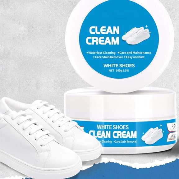 Cagogo White Shoe Cleaner, Shoe Cleaning Cream Solid, No-Wash Stain Remover for Sneakers Boots Canvas, Multipurpose Whitening Polish for Athletic Casual Leather Shoes, Includes Application Sponge