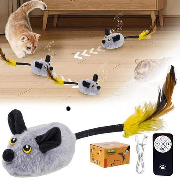 Cagogo Winter CatToys, Interactive Electronic Mouse, Remote Control CatToyFor Indoor Play, Self Exercise, Squeaky MouseToyFor Kittens And Adult Cats, Fluffy Realistic Prey Simulation, Rechargeable