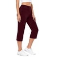 thumbnail image 1 of Cagogo Women Capri Pants High Waisted with Pockets Solid Casual Regular Fit Cropped Trousers for Summer Beach Work Lounge Flowy Palazzo, Red M, 1 of 8