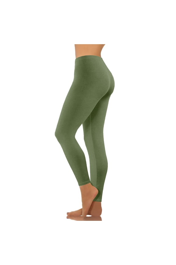 Women High Waisted Slim Fit Leggings Stretch Solid Casual Active Yoga Pants Workout Long Lounge Trousers, Army Green XL