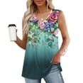 thumbnail image 1 of Cagogo Women Pleated Tank Tops Under $5 Sleeveless Flowy Cute Beach Athletic Cami Tshirts Dressy Casual Floral Printed V Neck Boho T Shirt Birthday Gifts, 1 of 6