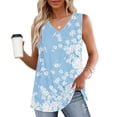 thumbnail image 1 of Cagogo Women Pleated Tank Tops Under $5 Sleeveless Flowy Cute Beach Summer Cami Tee Shirts Plus Size Floral Printed V Neck Boho Tee Tops Valentines Day Gifts, 1 of 6