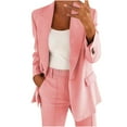 thumbnail image 1 of Cagogo Women Plus Size 2 Piece Blazer Set Open Front Long Sleeve Jacket Elastic Waisted Pants Matching Work Business Outfits Casual Solid Office Suit Tracksuit Travel Clothes, Pink 2XL, 1 of 4