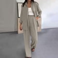 thumbnail image 1 of Cagogo Women Plus Size 2 Piece Set Casual Long Sleeve Shirt Wide Leg Pants Solid Business Travel Outfits Loose Collared Tops Comfy Matching Lounge Work Attire, Khaki 5XL, 1 of 9