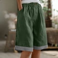 thumbnail image 1 of Cagogo Women Plus Size Bermuda Shorts Elastic Waist Casual Loose Pants with Pockets Solid Travel Lounge Shorts for Beach Summer Work, Army Green 3XL, 1 of 9