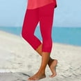 thumbnail image 1 of Cagogo Women Plus Size Capri Pants Elastic Waist Solid Casual Active Workout Sport Capri Leggings Fit Length, Red 3XL, 1 of 6