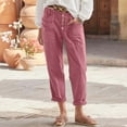 thumbnail image 1 of Cagogo Women Plus Size Capri Pants High Waisted Straight Leg Casual Trousers with Pockets Solid Summer Everyday Wear Lounge Party Bottoms, Red S, 1 of 6
