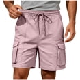 thumbnail image 1 of Cagogo Women Plus Size Cargo Shorts Drawstring Elastic Waisted Casual Loose Fit Solid Streetwear Active Shorts Summer Travel Hiking Beach Bottoms, Pink XL, 1 of 6