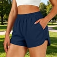thumbnail image 1 of Cagogo Women Plus Size Elastic Waist Shorts with Pockets Quick Dry Sporty Running Yoga Workout Lounge Casual Athletic Bottoms, Navy S, 1 of 7