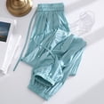 thumbnail image 1 of Cagogo Women Plus Size Harem Pants Drawstring Flowy Casual Lounge Solid Loose Regular Fit Ankle Trousers Workout, Light Blue L, 1 of 5