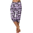 thumbnail image 1 of Cagogo Women Plus Size High Waisted Camo Capri Pants Casual Workout Leggings Elastic Wide Leg Activewear Sporty Summer Trousers for Running Gym Lounge Beach, Purple XL, 1 of 6