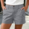 thumbnail image 1 of Cagogo Women Plus Size Mid Rise Shorts with Pockets Casual Regular Fit Solid Shorts Workout Lounge Beach Travel Bottoms, Gray 3XL, 1 of 8
