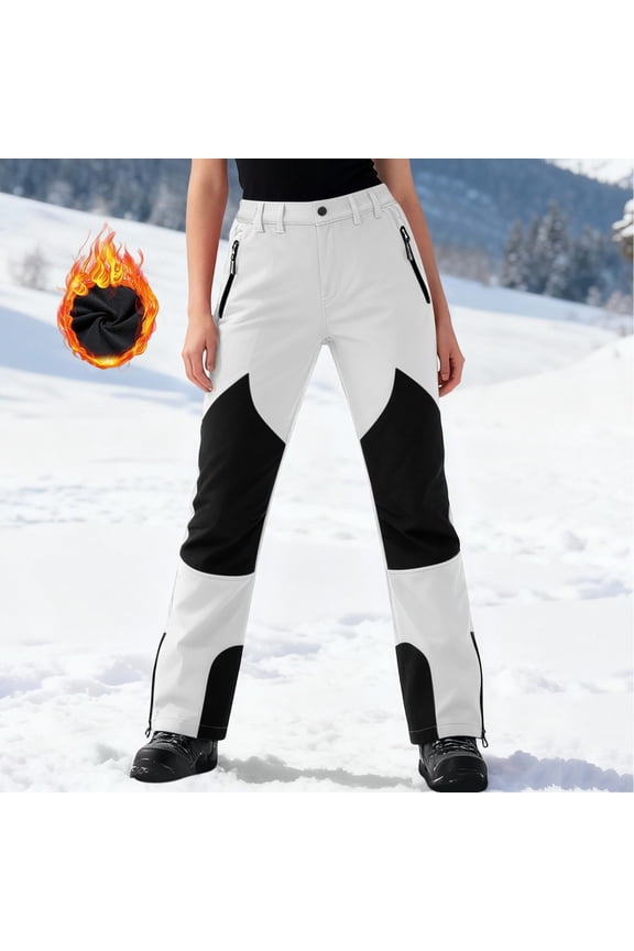 Women Plus Size Straight Leg Trousers High Waisted Fleece Lined with Pockets Casual Sport Active Long Pants Loose Fit Joggers Workout Lounge Bottoms, White M